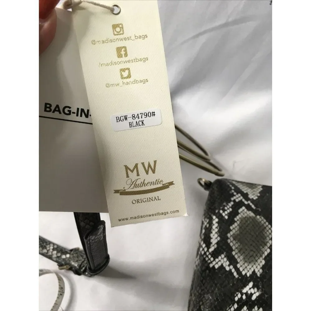 Madison West Los Angeles Bag in a Bag Combo Clutch purse snakeskin faux leather_8